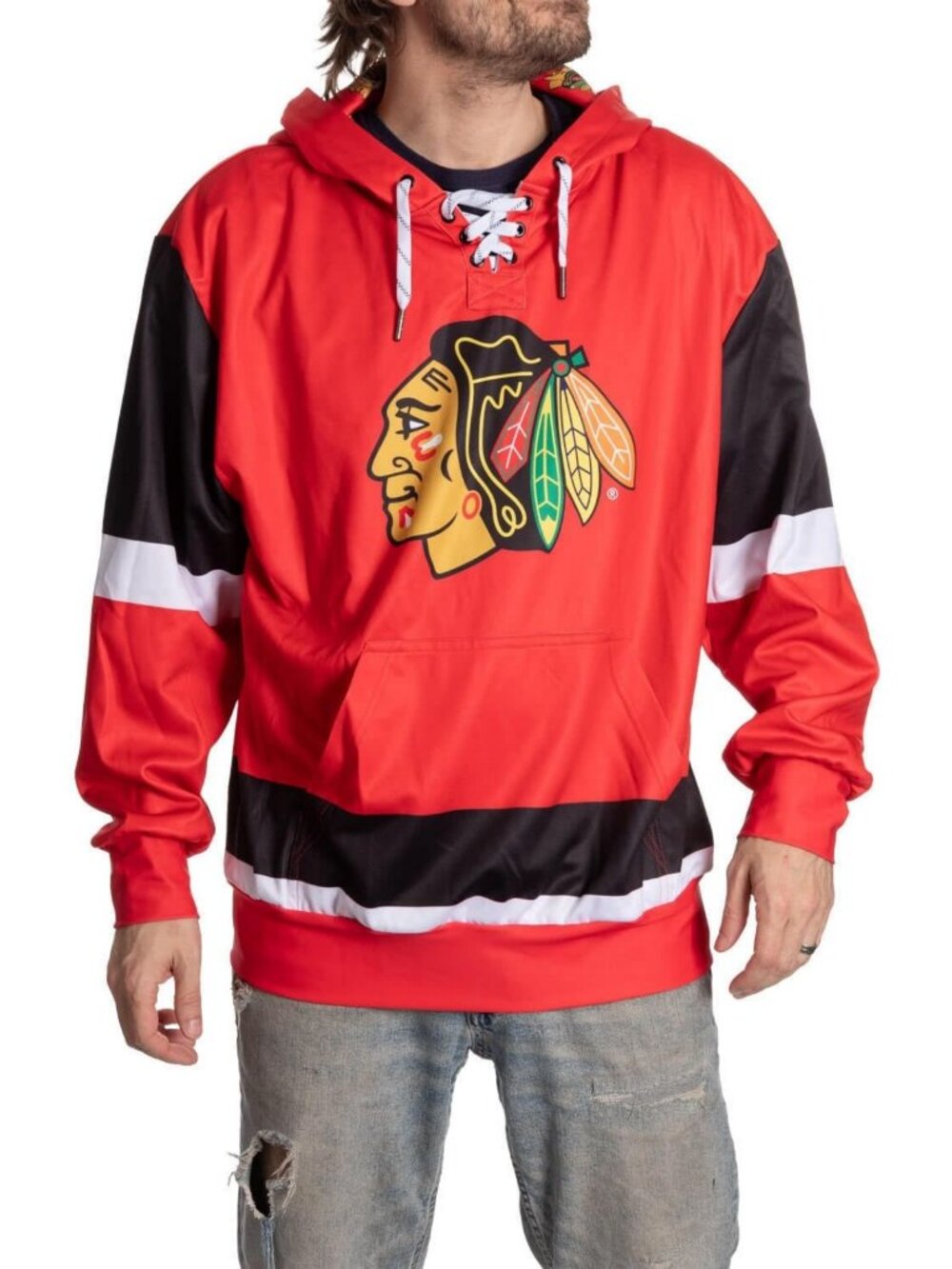 Men's Lace-Up Hoodie - Official NHL Team Sweatshirt, Relaxed Fit, Premium Hockey